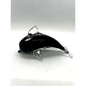 Glass Orca Paperweight Sculpture Art Glass Killer Whale Marine Beach Ocean Art